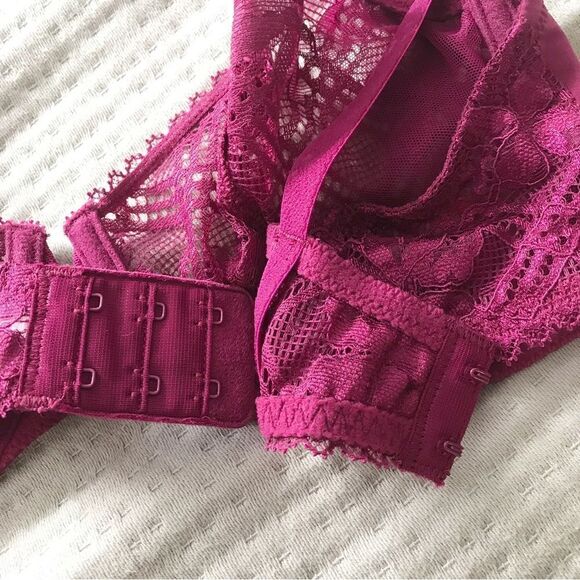 SIMONE PERELE Victoire Lace Demi Underwire Bra Half Cup Burgundy 34B 34C 34D New - Picture 9 of 10